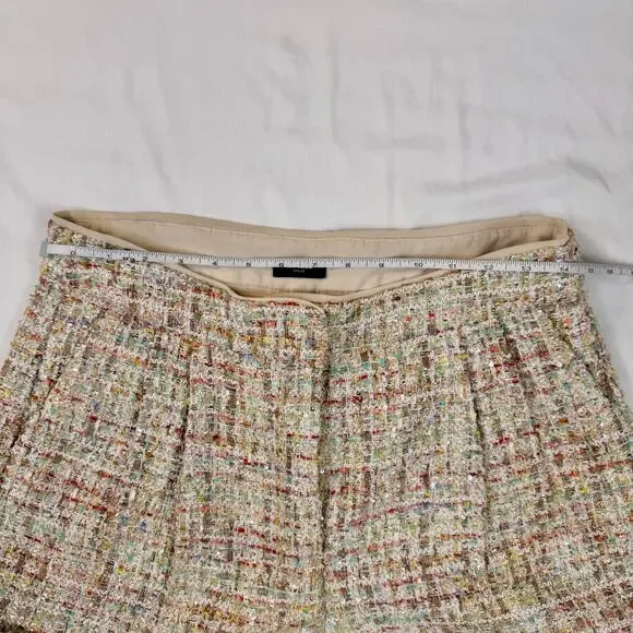 Tweed High Waisted Shorts Cream Women's 10 Chanel Inspired Parisian Vacation NWT - Picture 5 of 16